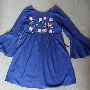 Navy Blue Embroidered nicely flowing dress